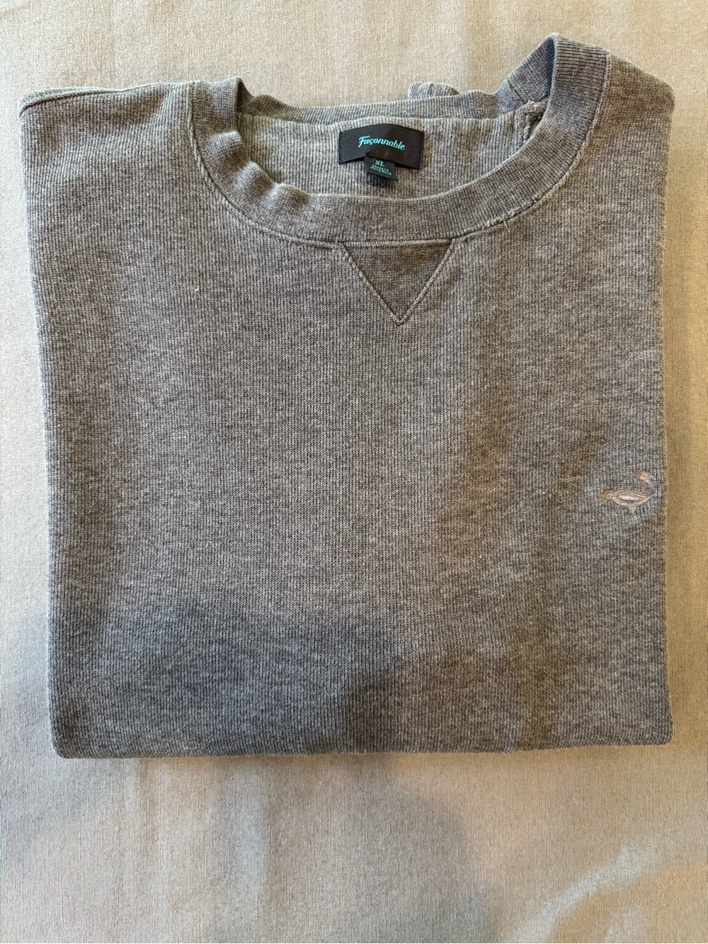 Faconnable Men's Dark Gray Crew Neck Knit Long Sleeve Top XL Casual Office